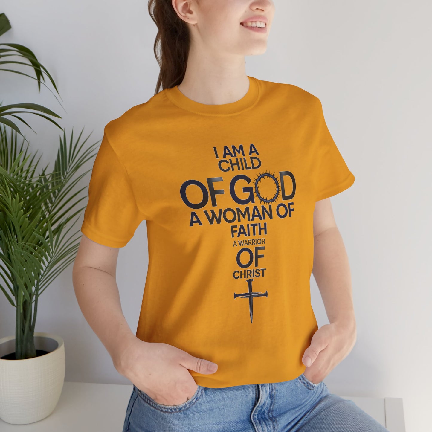 Christian Women’s Faith T‑Shirt — “I Am a Child of God, A Woman of Faith, A Warrior of Christ”