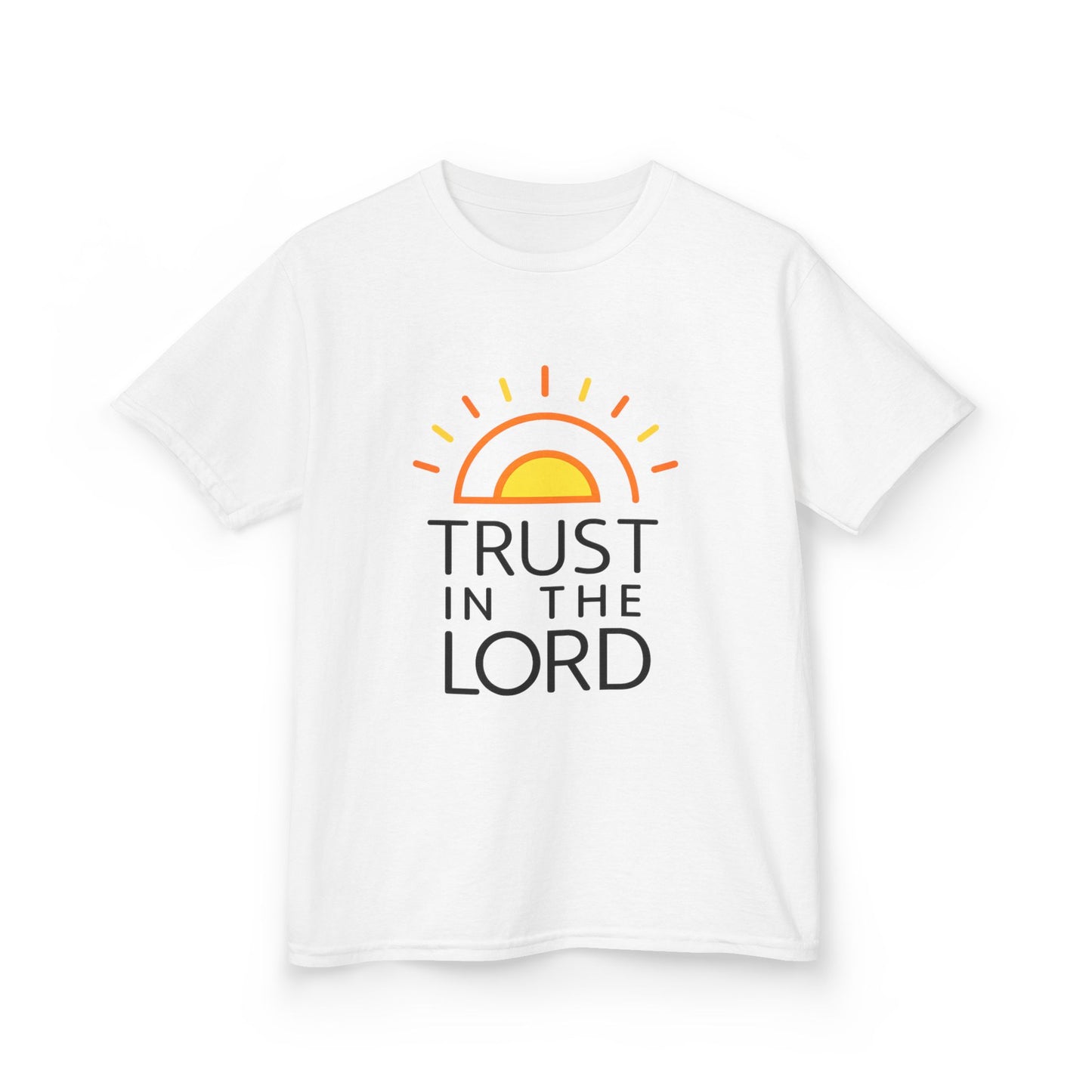 UNISEX Kids T-Shirt — "Trust in the Lord" Sun Graphic Christian Tee