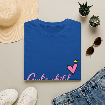 God's Child T-Shirt — Pink Heart Christian Faith Tee