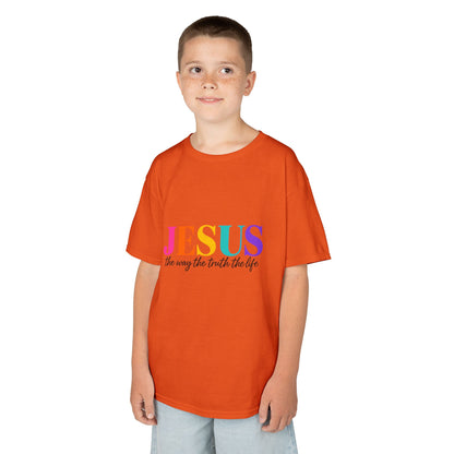Kids Tee — "JESUS The Way The Truth The Life" Rainbow Christian T-Shirt