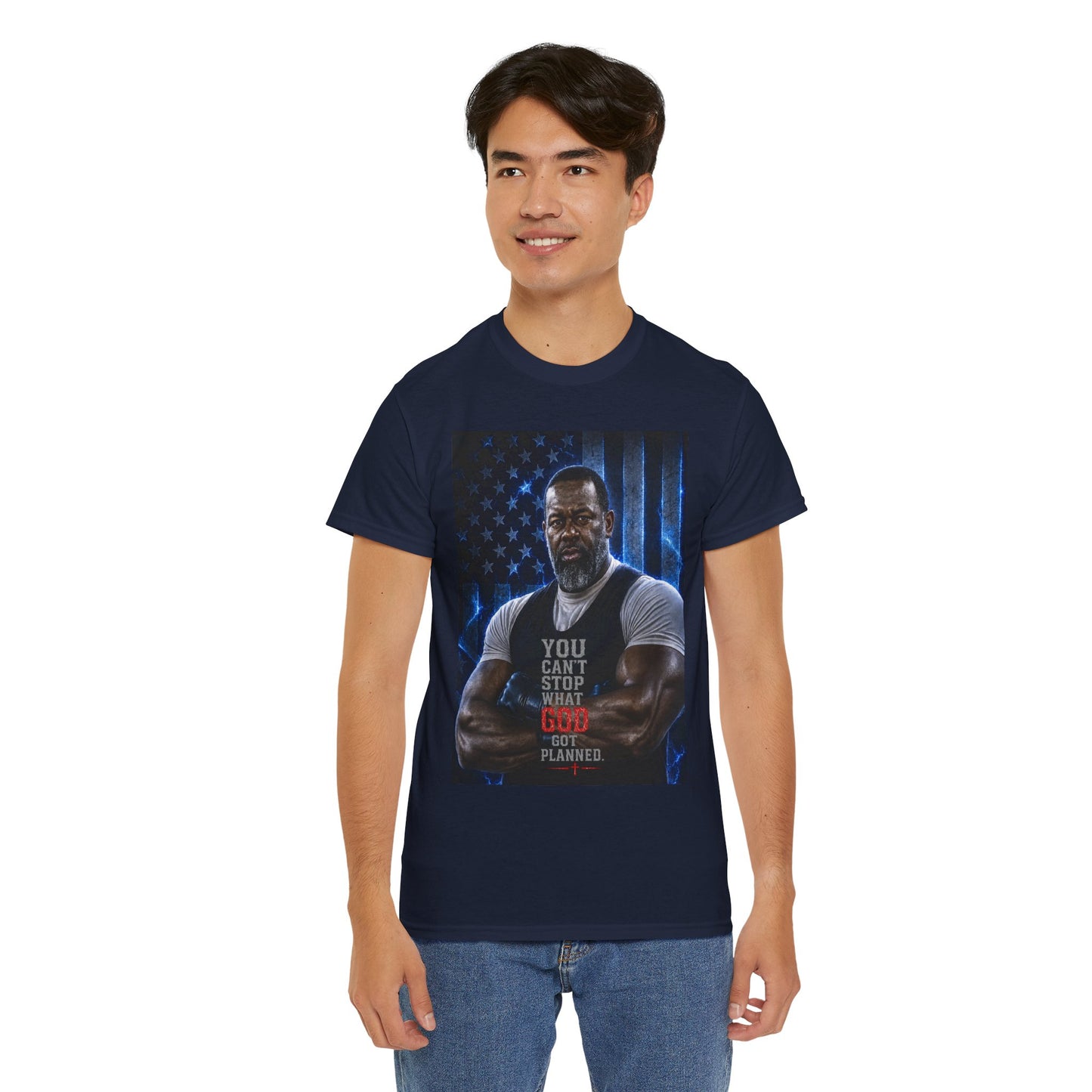 Patriotic Faith Tee — "You Can't Stop What God Has Planned"