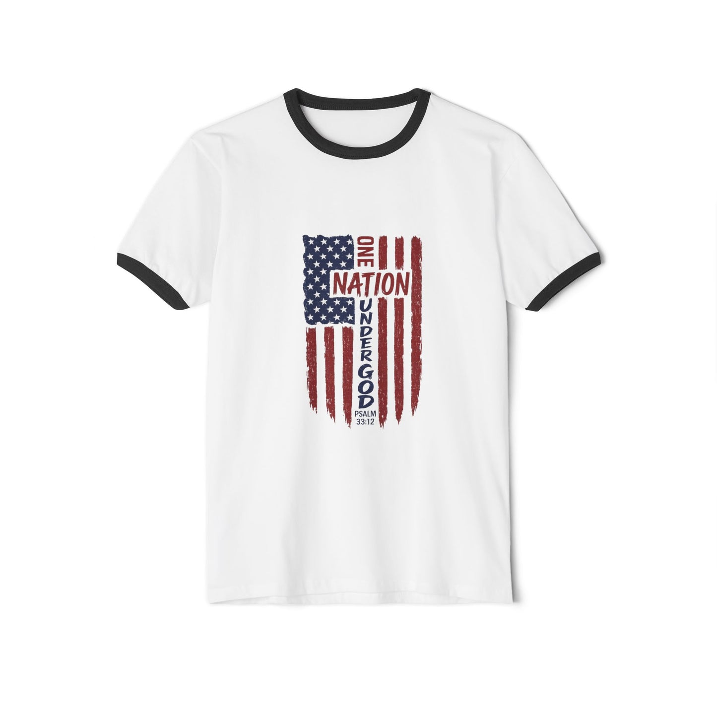 One Nation Under God Ringer T‑Shirt — Vintage American Flag Patriotic Tee