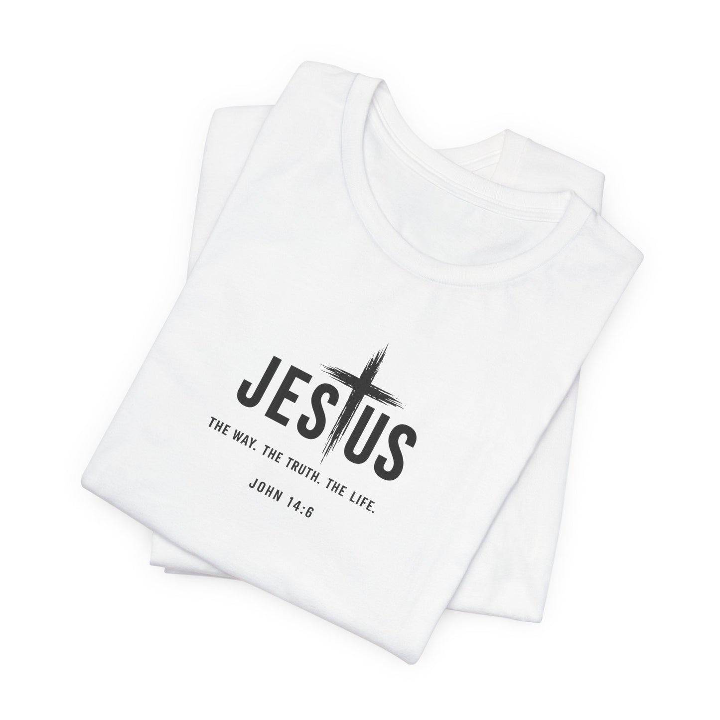 Faith Over Everything Christian Tee — "Jesus" Cross Design, John 14:6 Inspirational Shirt