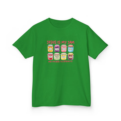 Kids T‑Shirt — "Jesus Is My Jam" Cute Jam Jar Graphic Christian Tee
