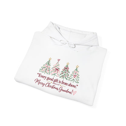 Christmas Grandma Hoodie — "Every good gift is from above" Holiday Sweatshirt