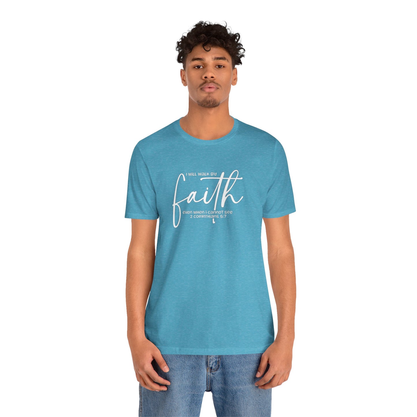 Faith Graphic Tee — "I Will Walk By Faith" Christian Inspirational T-Shirt
