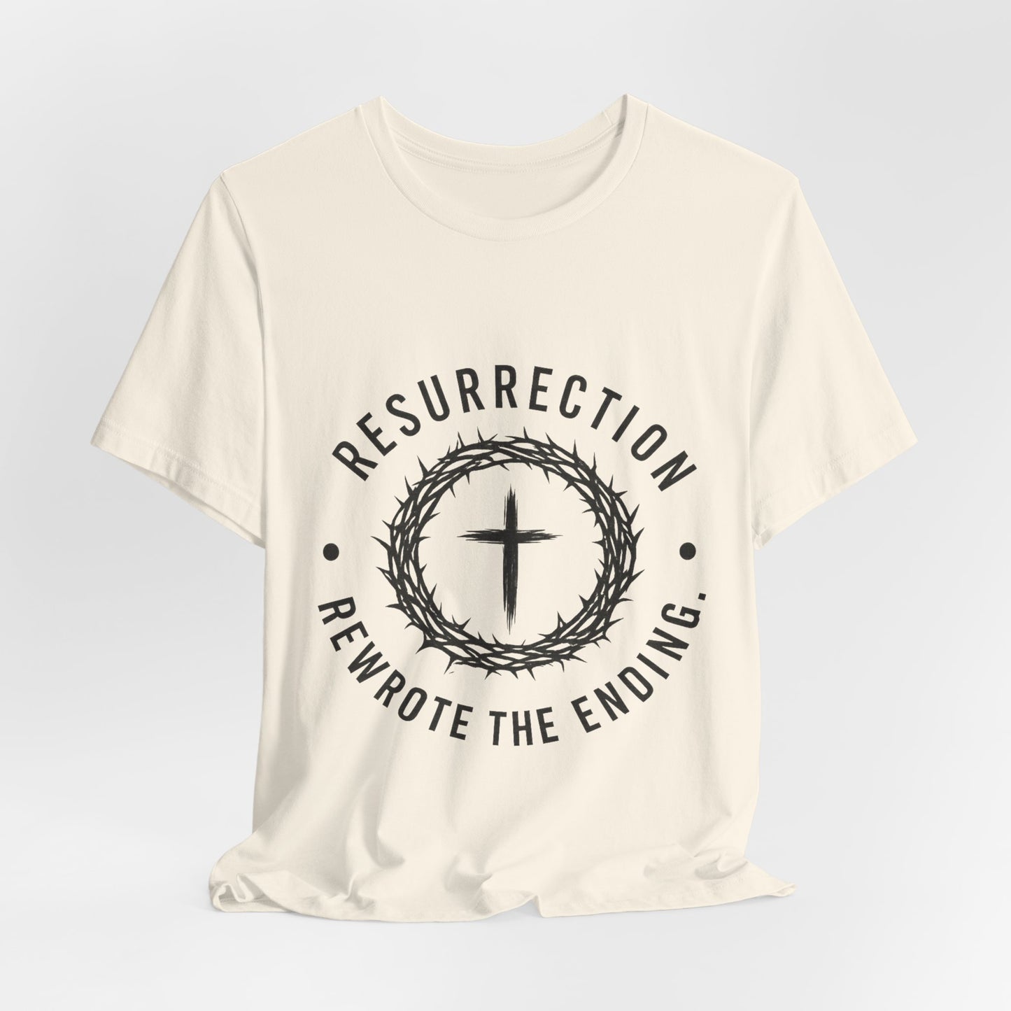 Resurrection Cross T‑Shirt — "Resurrection Rewrote the Ending" Christian Tee
