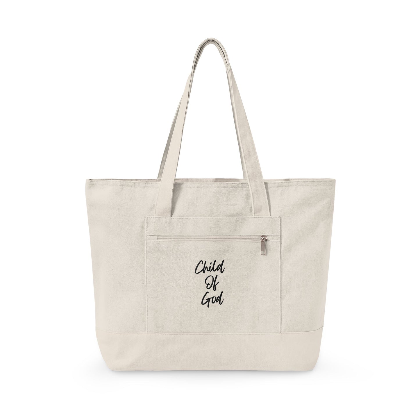 Canvas Tote Bag — "Child of God" & Watercolor Flag Zippered Tote