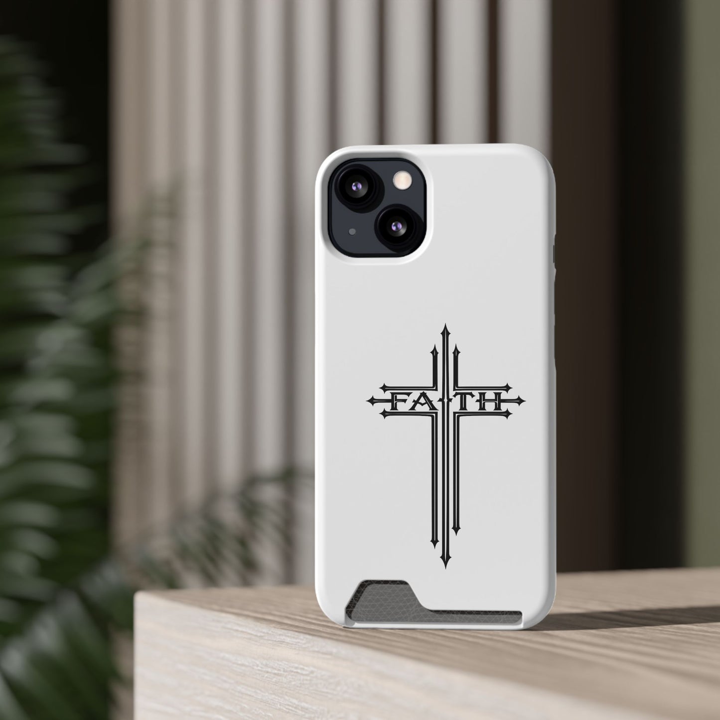 Faith Cross Phone Case with Card Holder — Slim Protective Wallet Case