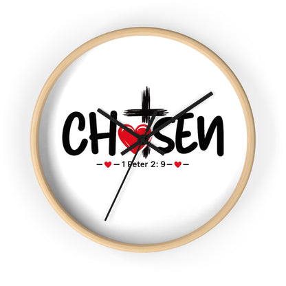Chosen Christian Wall Clock – 1 Peter 2:9 Inspirational Cross & Heart Decor