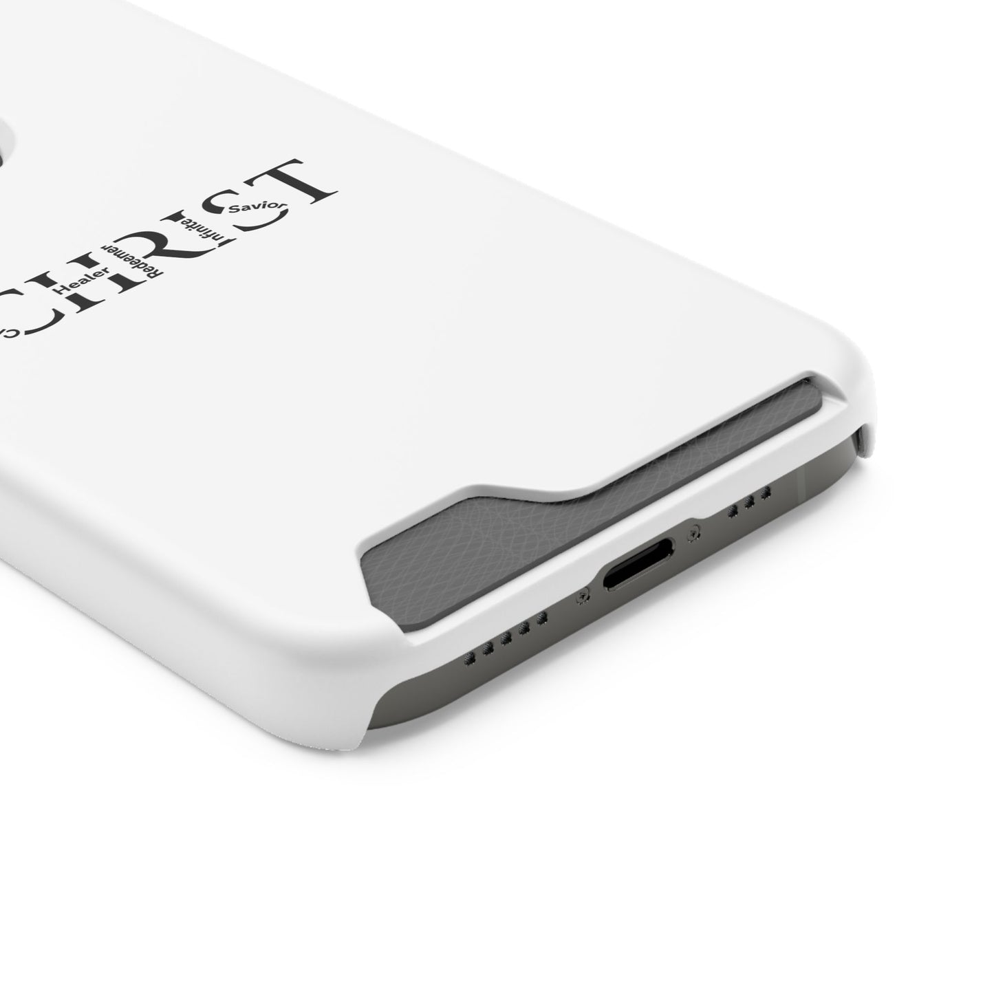 Christian Phone Card Case — Minimal 'CHRIST' Text Wallet Phone Case