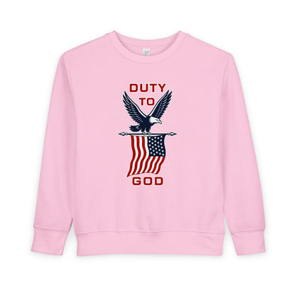 Toddler Sweatshirt - 'Duty to God' Patriotic Eagle & Flag