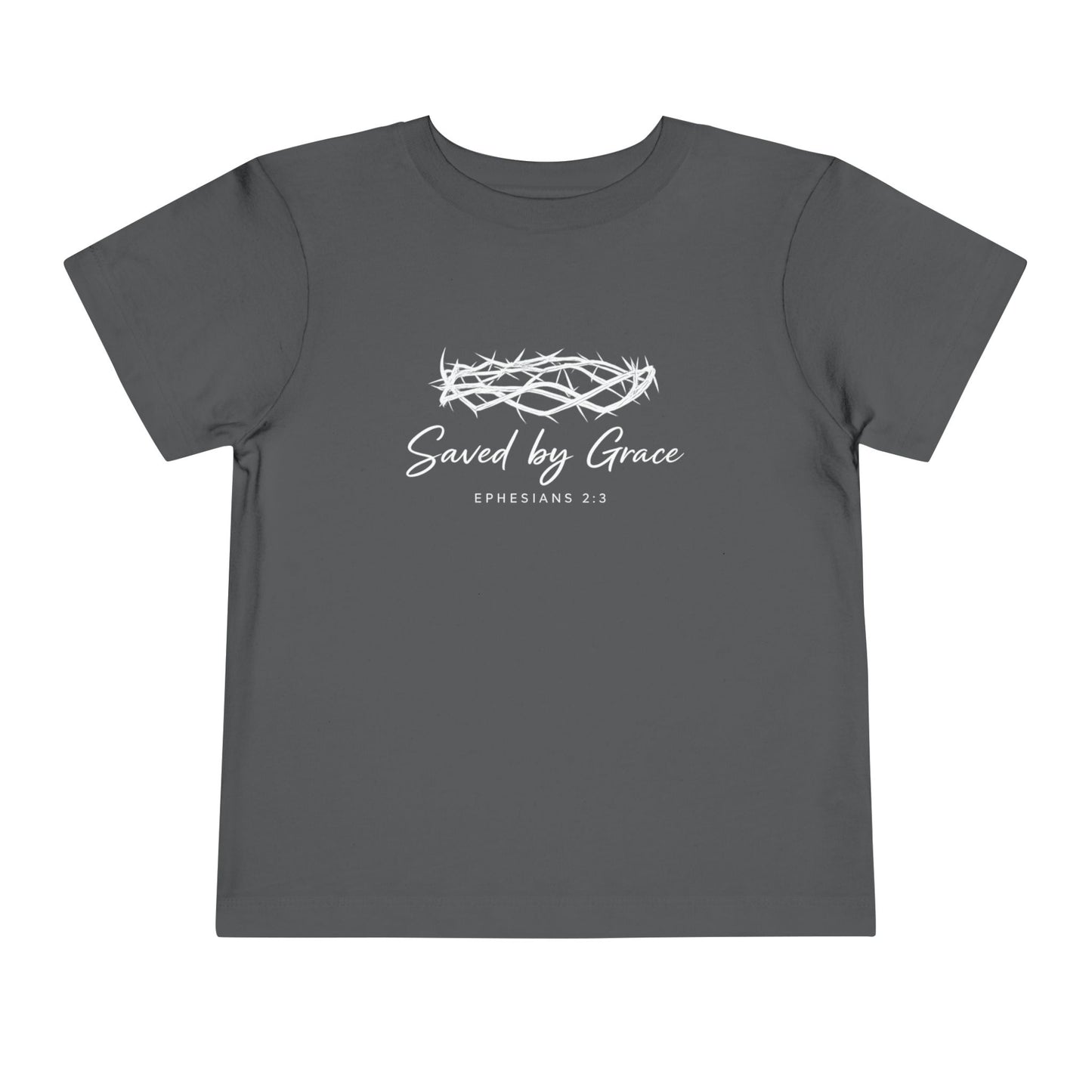 Toddler Tee — "Saved by Grace" Christian Crown of Thorns Shirt (Ephesians 2:8)