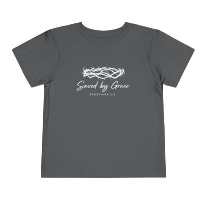 Toddler Tee — "Saved by Grace" Christian Crown of Thorns Shirt (Ephesians 2:8)