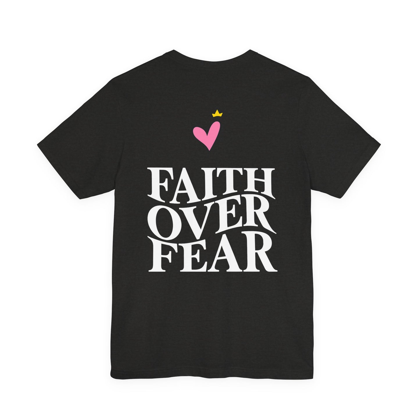 Faith Over Fear T-Shirt — "Saved by Grace" Christian Tee (Heart & Crown)