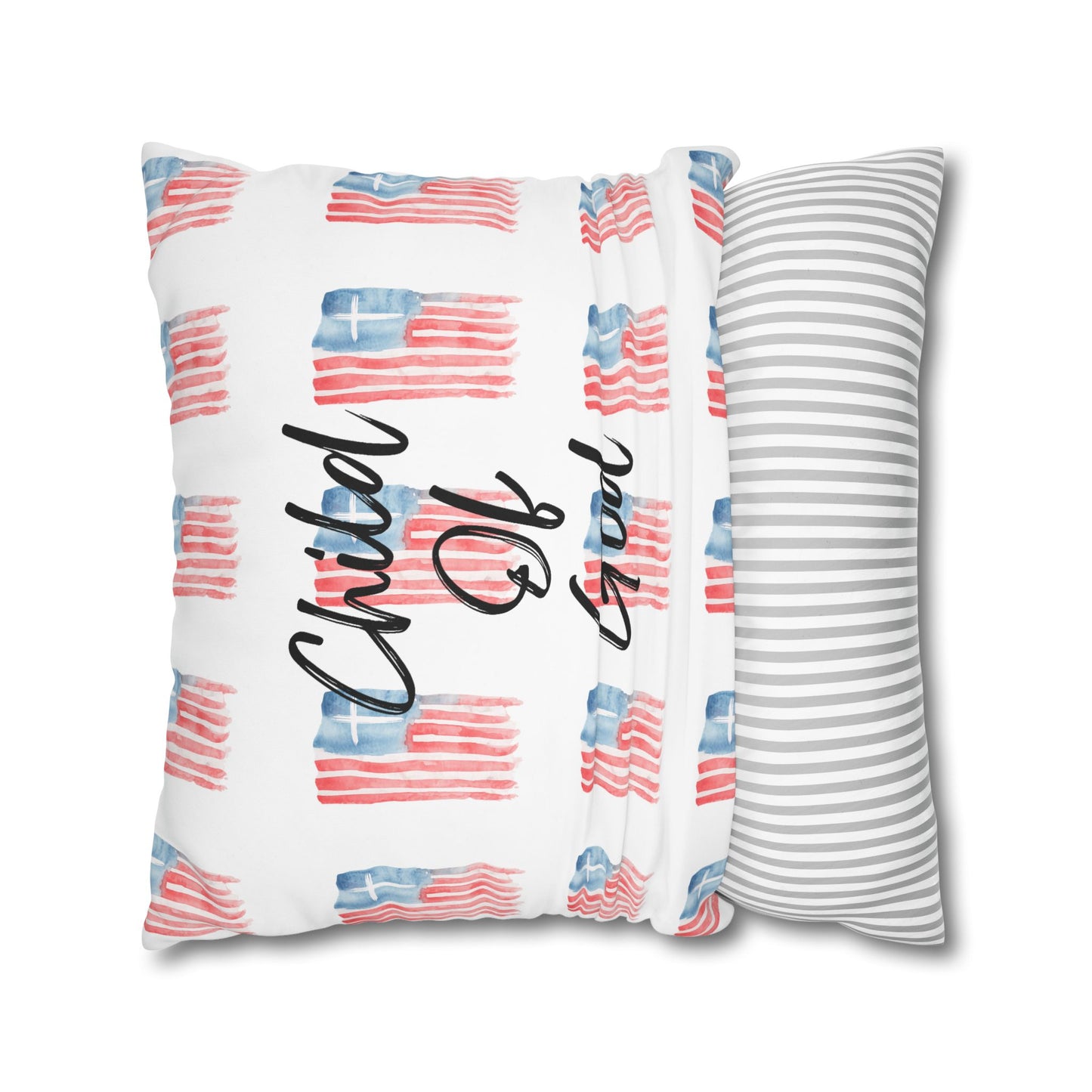 Blessed The Lord Pillowcase — Patriotic Psalm 33:12 Square Throw Pillow
