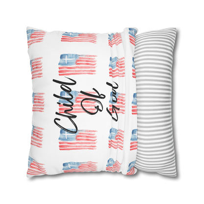 Blessed The Lord Pillowcase — Patriotic Psalm 33:12 Square Throw Pillow