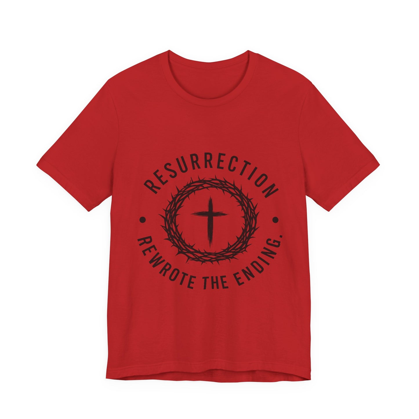 Resurrection Cross T‑Shirt — "Resurrection Rewrote the Ending" Christian Tee