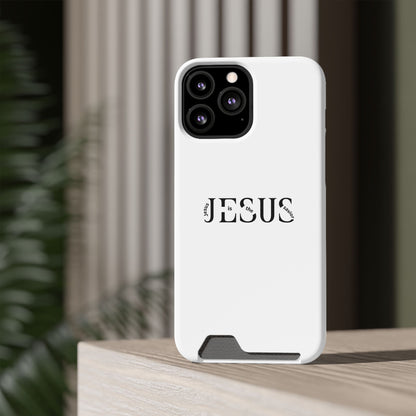 Christian Phone Card Case — Minimal ‘Jesus’ Text Wallet Case