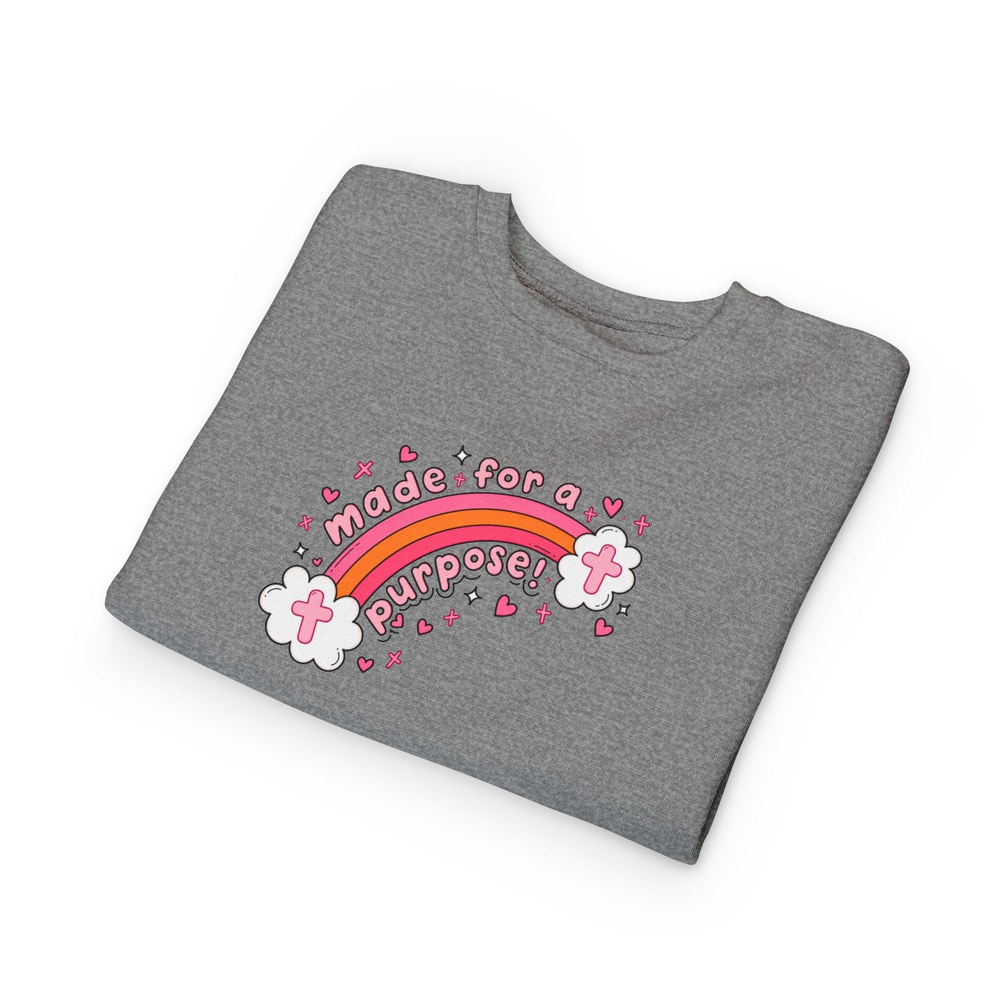 Toddler Sweatshirt — 'Made for a Purpose' Rainbow & 'God's Timing is Perfect' Pink Graphic