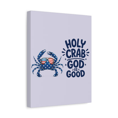 Patriotic Crab Canvas — "Holy Crab God Is Good" Wall Art