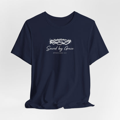 Faith Over Fear T-Shirt — "Saved by Grace" Christian Tee (Heart & Crown)