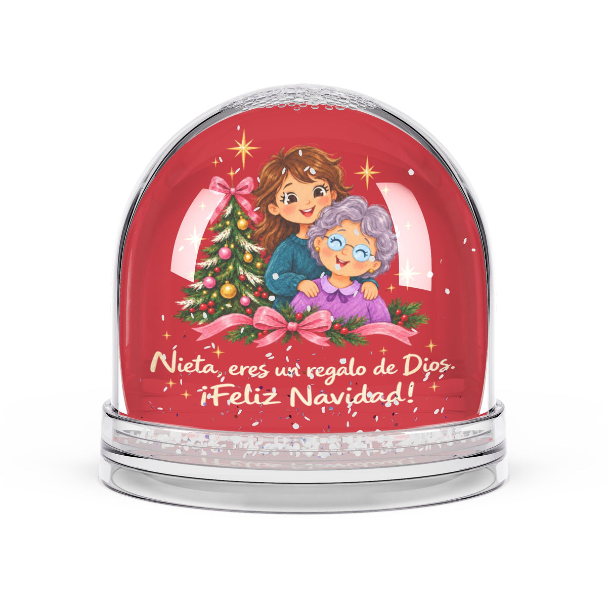 Snow Globe – "Nieta, eres un regalo de Dios. ¡Feliz Navidad!" Christmas Granddaughter Keepsake