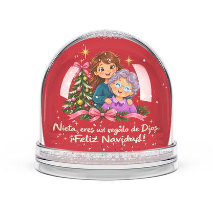 Snow Globe – "Nieta, eres un regalo de Dios. ¡Feliz Navidad!" Christmas Granddaughter Keepsake