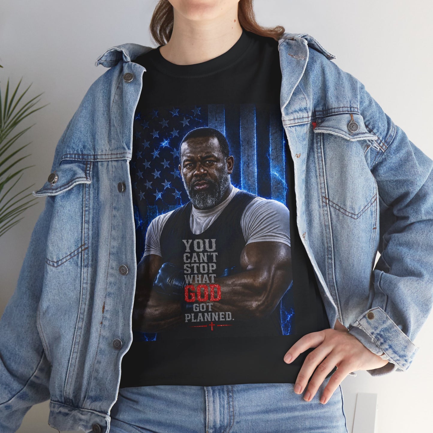 Patriotic Faith Tee — "You Can't Stop What God Has Planned"