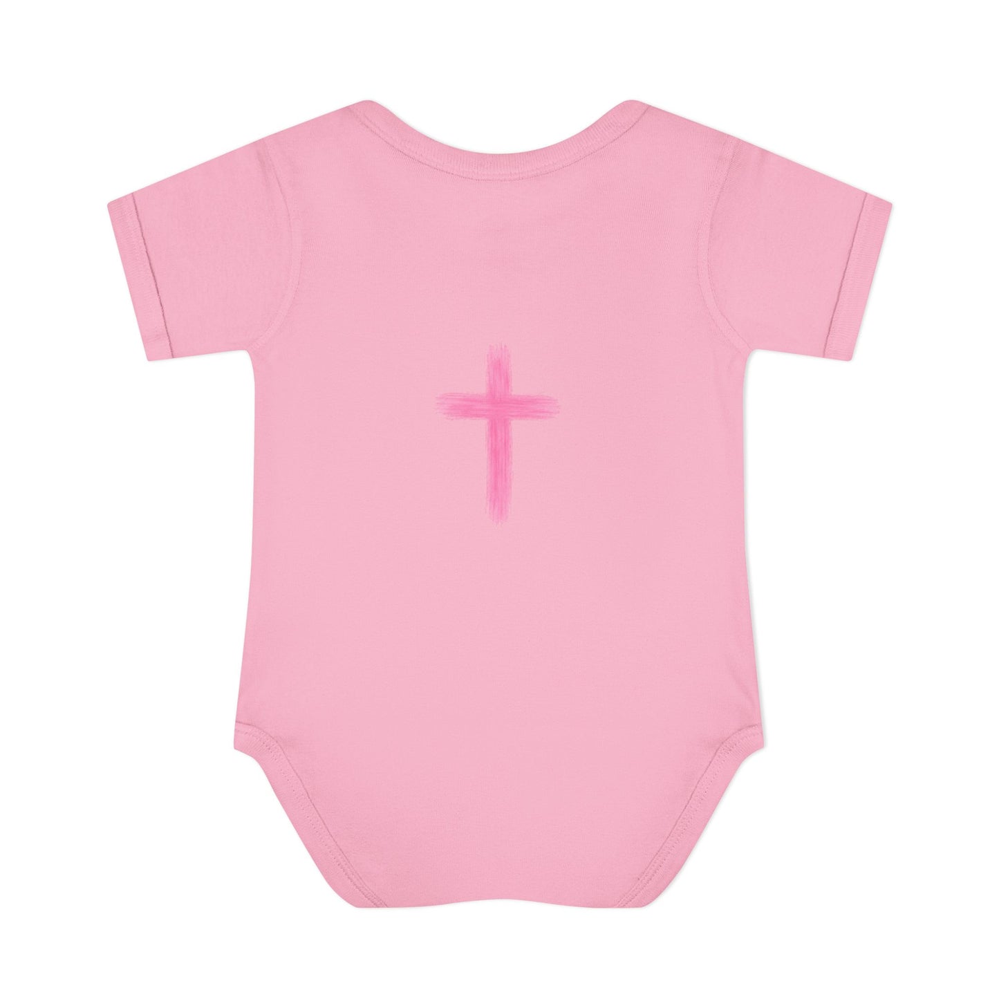 Infant Bodysuit – "God Is Within Her She Will Not Fall" Pink Cross Christian Baby Onesie