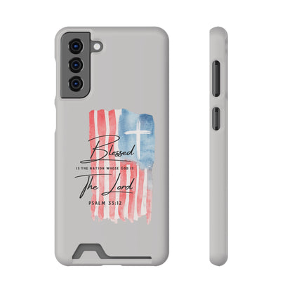 Phone Case — "Blessed Is The Nation" Patriotic Christian Card Holder Case