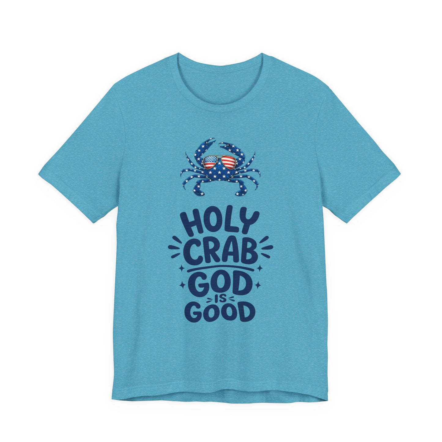 Holy Crab God Is Good T-Shirt — Patriotic Blue Crab Graphic Tee