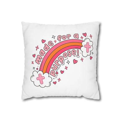Square Pillow — "Made for a Purpose" Rainbow Cross Decorative Throw Pillowcase