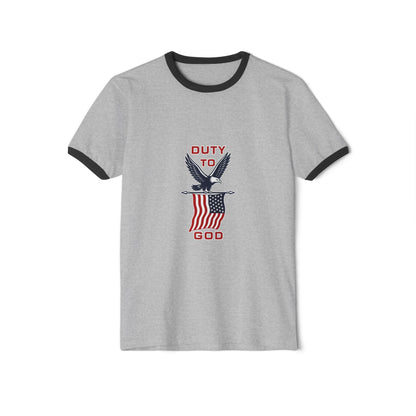 Duty to God Eagle Flag Ringer T-Shirt