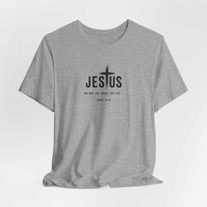 Faith Over Everything Christian Tee — "Jesus" Cross Design, John 14:6 Inspirational Shirt