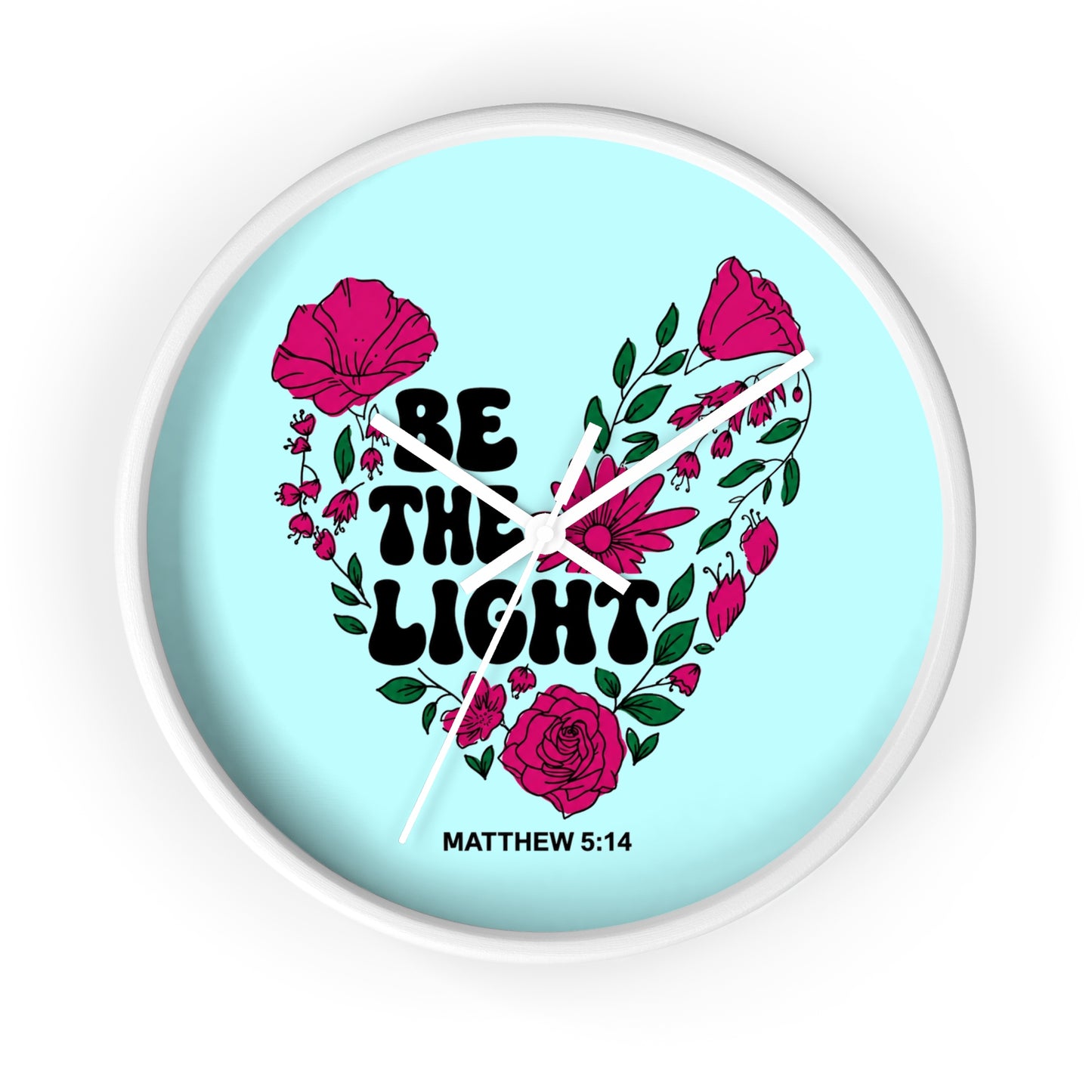 Be the Light Floral Wall Clock — Matthew 5:14 Inspirational Home Decor