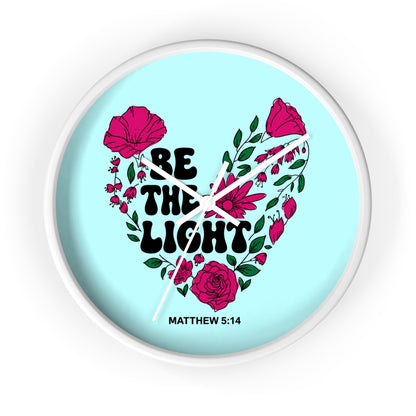 Be the Light Floral Wall Clock — Matthew 5:14 Inspirational Home Decor