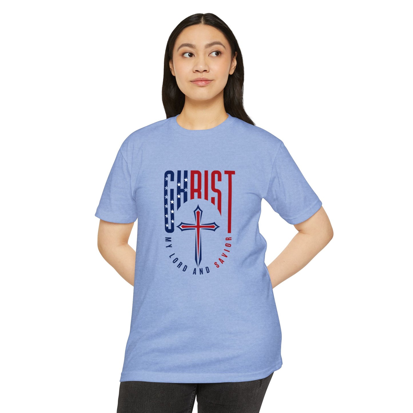 UNISEX Christ Cross T‑Shirt — My Lord and Savior Patriotic Christian Tee