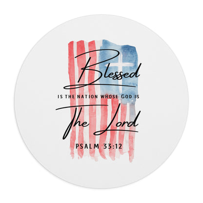 Blessed Is The Nation Mouse Pad — Psalm 33:12 Patriotic Christian Desk Mat