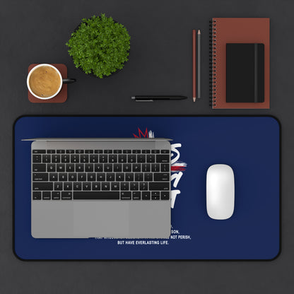 Christian Desk Mat - "Jesus Is King" Inspirational Office Mouse Pad (John 3:16)