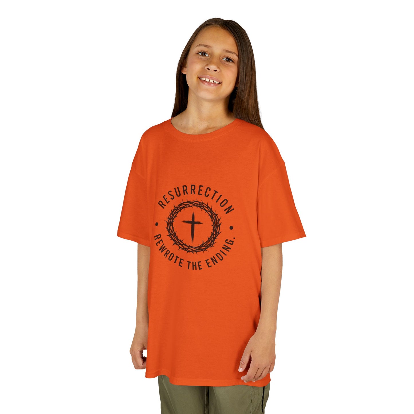 UNISEX KIDS Tee — 'Resurrection: He Wrote the Ending' Cross Graphic