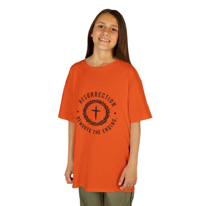 UNISEX KIDS Tee — 'Resurrection: He Wrote the Ending' Cross Graphic