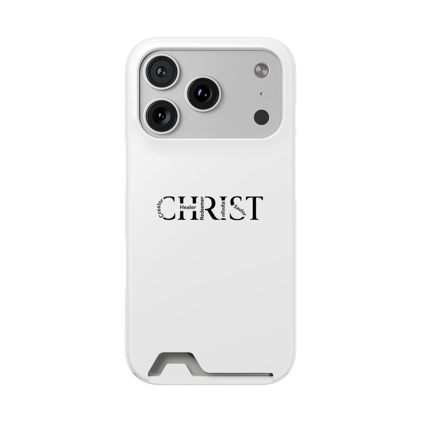 Christian Phone Card Case — Minimal 'CHRIST' Text Wallet Phone Case