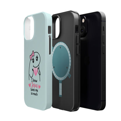 Christian Cute Heart Phone Case — "I Know Jesus Loves Me So Much" Magnetic Impact-Resistant Case