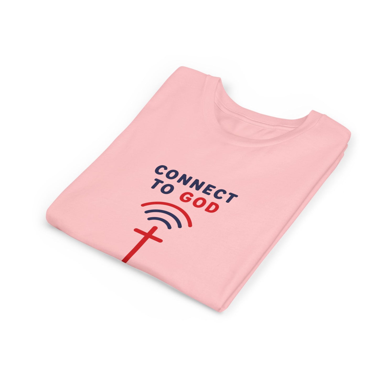 Youth Tee — "Connect to God" Prayer Wi-Fi Cross Shirt