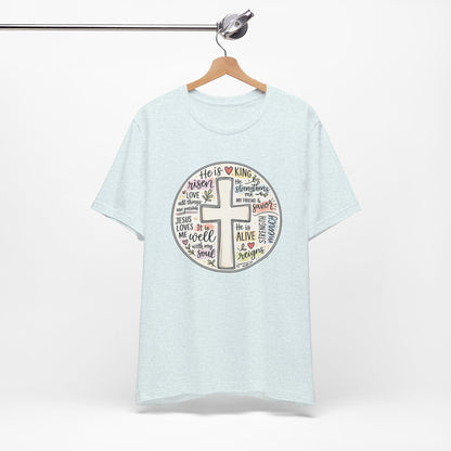 Christian Cross Faith T-Shirt — He Is Risen Inspirational Graphic Tee