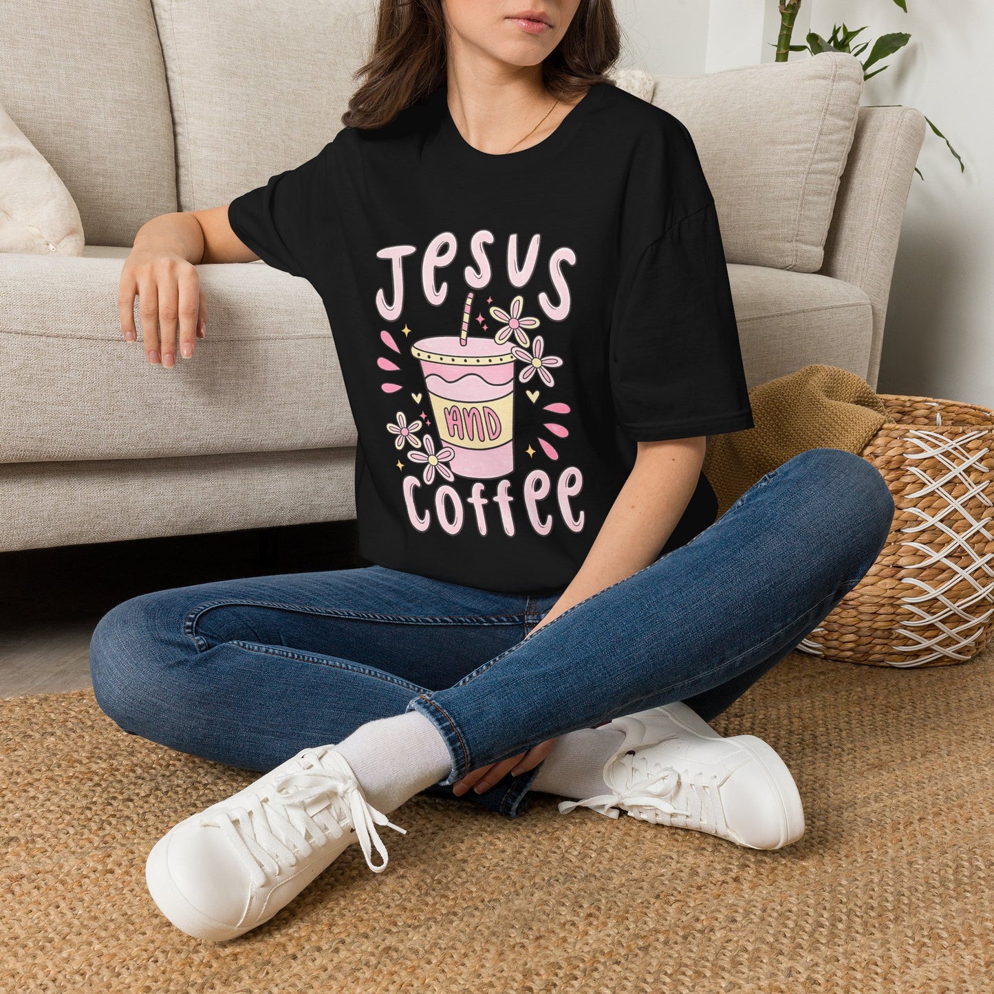 Jesus & Coffee T-Shirt — Cute Pastel Faith Graphic Tee