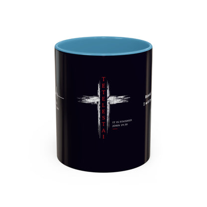 Christian faith gift  Coffee Mug — 'Tetelestai' Cross Design with Isaiah 12:2 Scripture (11/15oz Accent Mug)