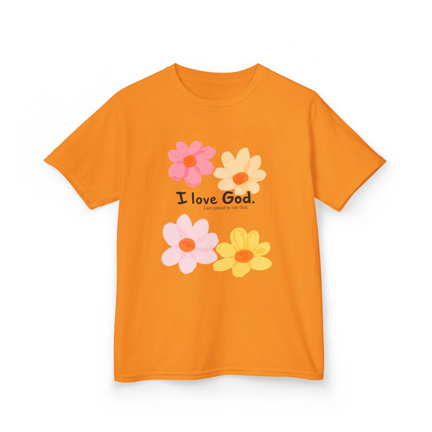 Kids Tee — Floral "I Love God" Christian Shirt for Girls & Boys