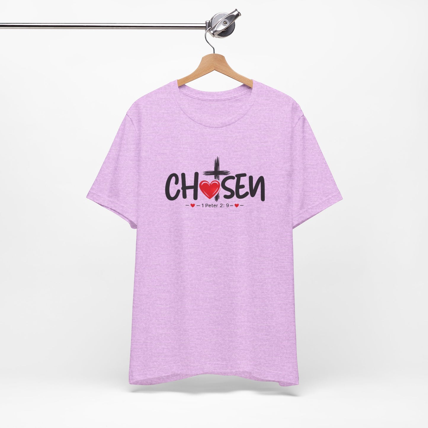 Chosen Cross Heart T-Shirt — Christian Faith Tee (1 Peter 2)